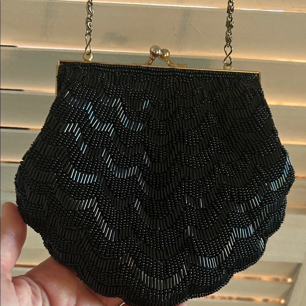 Elegant Black Beaded Evening Bag